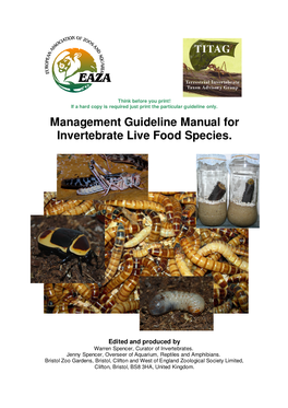 Copy of EAZA Management Guideline Manual for Invertebrate Live Food