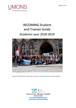 INCOMING Student and Trainee Guide Academic Year 2018-2019