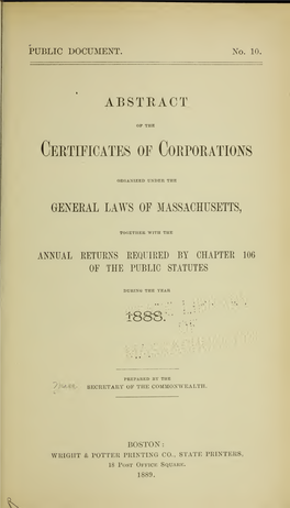 Abstract of the Certificates of Corporations. 1881-1889