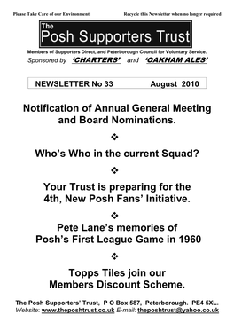 Notification of Annual General Meeting and Board Nominations