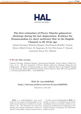 The First Estimation of Fleuve Manche Palaeoriver Discharge During The