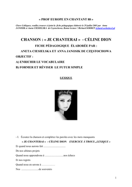 Je Chanterai »