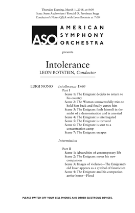 Intolerance LEON BOTSTEIN, Conductor