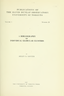 Publications of the David Dunlap Observatory University of Toronto