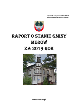 RAPORT O STANIE GMINY MURÓW Za 2019 Rok