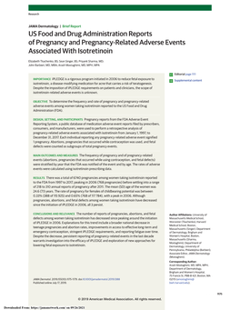 US Food and Drug Administration Reports of Pregnancy and Pregnancy-Related Adverse Events Associated with Isotretinoin