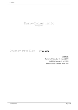 Euro-Islam.Info -- Country Profiles