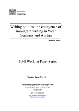 The Emergence of Immigrant Writing in West Germany and Austria