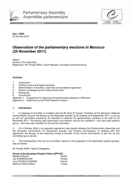 Observation of the Parliamentary Elections in Morocco (25 November 2011)