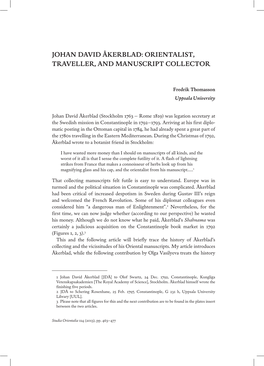 Orientalist, Traveller, and Manuscript Collector