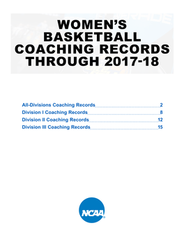 Women's Basketball Coaching Records Through 2017-18