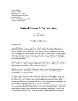 National Treasure 3: the Lost Colony