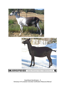 Goat-Breed Identification - 6 Kentucky 4-H Livestock Volunteer Certification Resource Manual