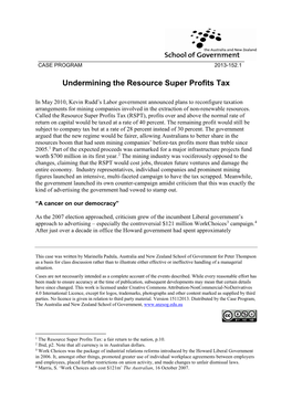 Undermining the Resource Super Profits Tax