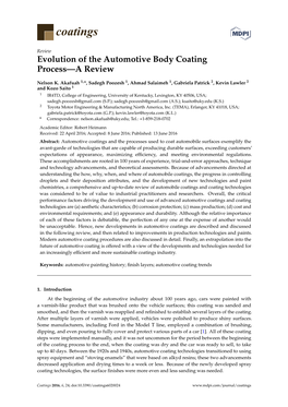 Evolution of the Automotive Body Coating Process—A Review