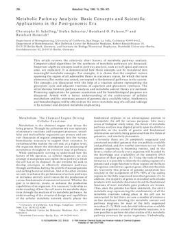 Metabolic Pathway Analysis: Basic Concepts and Scientific Applications in the Post-Genomic Era