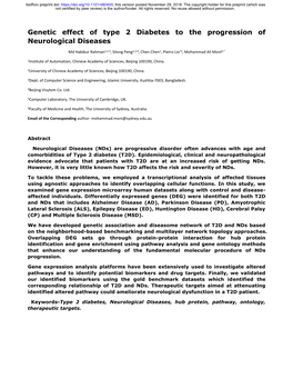 Genetic Effect of Type 2 Diabetes to the Progression of Neurological Diseases