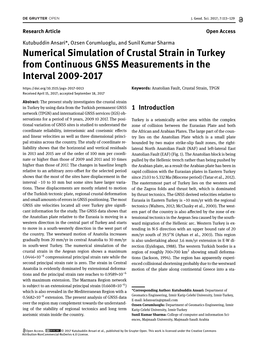 Numerical Simulation of Crustal Strain in Turkey from Continuous GNSS