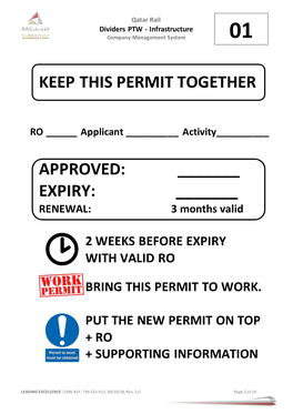 QR Permit to Work: 1