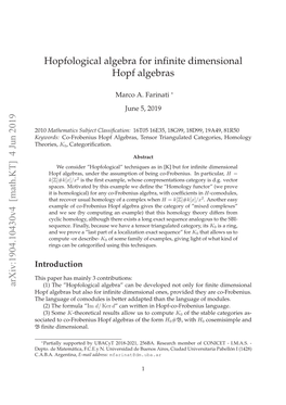 Hopfological Algebra for Infinite Dimensional Hopf Algebras