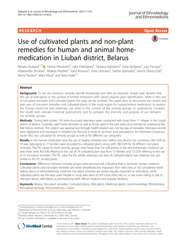 Use of Cultivated Plants and Non-Plant Remedies for Human and Animal