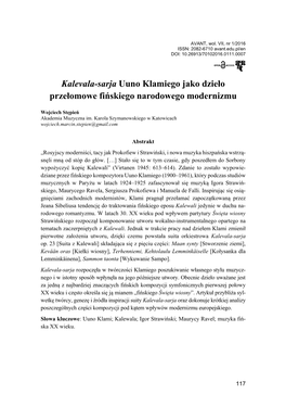 Kalevala-Sarja Uuno Klamiego Jako Dzieło Przełomowe Fińskiego Narodowego Modernizmu
