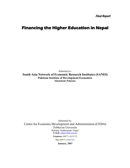 Financing the Higher Education in Nepal