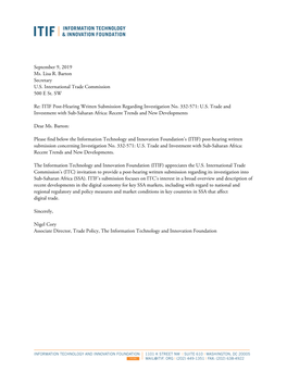 Comments to the U.S. International Trade Commission Regarding