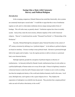 Seeing Like a State with Cataracts: Slavery and Political Religion