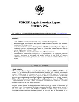UNICEF Angola Situation Report February 2002