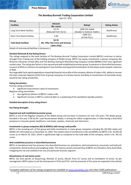 Press Release the Bombay Burmah Trading Corporation Limited