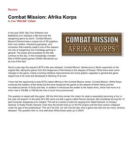Combat Mission: Afrika Korps by Tom "W KLINK" Cofield