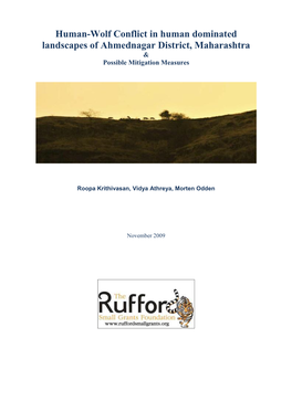 Human-Wolf Conflict in Human Dominated Landscapes of Ahmednagar District, Maharashtra & Possible Mitigation Measures