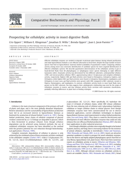 Prospecting for Cellulolytic Activity in Insect Digestive Fluids