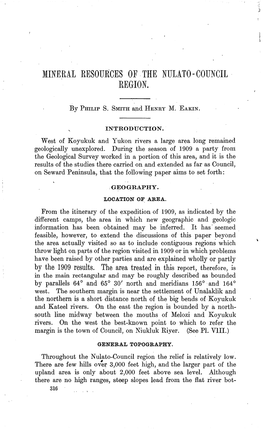 MINERAL Resoufices of the NULATO-COUNCIL REGION