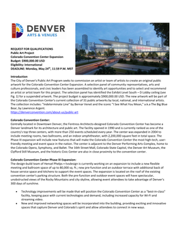REQUEST for QUALIFICATIONS Public Art Project Colorado