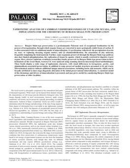 Taphonomic Analysis of Cambrian Vermiform Fossils of Utah and Nevada, and Implications for the Chemistry of Burgess Shale-Type Preservation