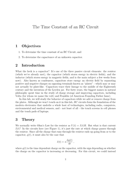 The Time Constant of an RC Circuit