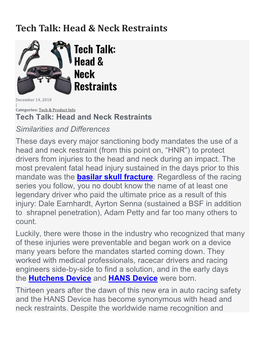 Tech Talk: Head & Neck Restraints