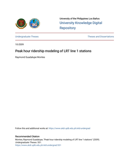 Peak Hour Ridership Modeling of LRT Line 1 Stations