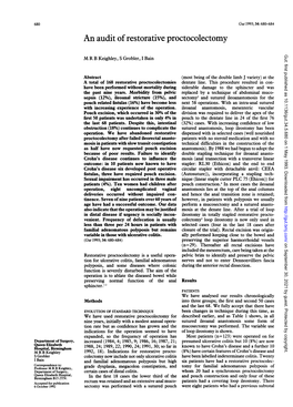 An Audit of Restorative Proctocolectomy