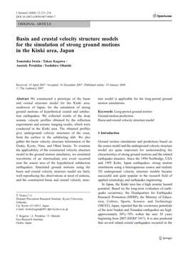 Basin and Crustal Velocity Structure Models for the Simulation of Strong Ground Motions in the Kinki Area, Japan