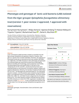 Phenotype and Genotype of Lactic Acid Bacteria