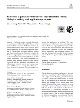 Paulownia C-Geranylated Flavonoids: Their Structural Variety, Biological