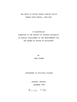 The Roots of United States Foreign Policy Toward South Africa, 1969-1985