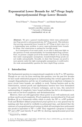 Exponential Lower Bounds for AC -Frege Imply Superpolynomial