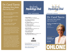 Carol Tavris Tri-Fold Brochure