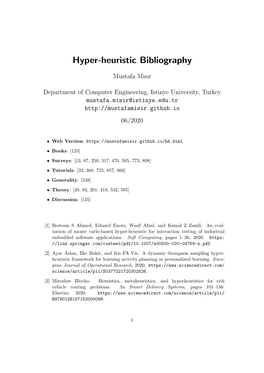 Hyper-Heuristic Bibliography