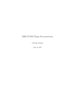 MBS LCMS2 Plugin Documentation