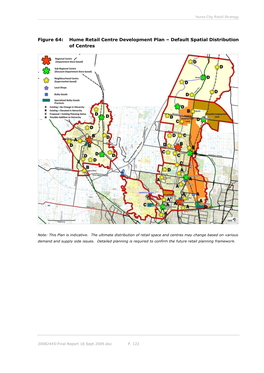 Hume Retail Centre Development Plan – Default Spatial Distribution of Centres